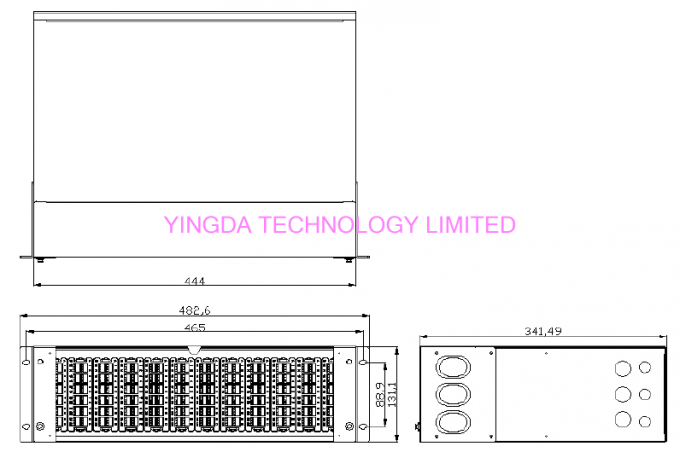 288 Fibers 19 Inch Slide Out Patch Panel , 3U MPO Enclosures Chassis 12 Cassettes