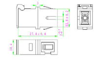 Blue Metal Clamp Laser Fiber Optic Adapter Couple SC SC Side Shutter Without Flange