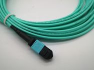 12 Fiber Optical MPO Patch Cable Assemblies OM3 40/100G Aqua 10 Meter For Data Center