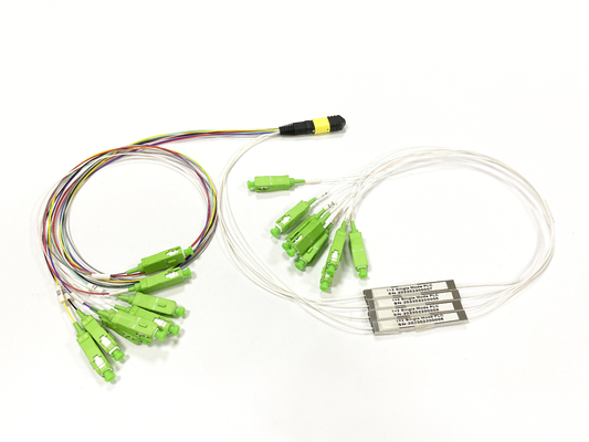 kupować 16 rdzeni MPO Elite PLC Splitter 8 rdzeni MPO i 8 Sca Coupler Splitter Hybrydowy Splitter dla serwerowni Data Center produkcja online