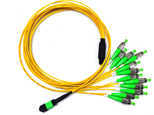 kupować 12 włókien MPO APC męski na FC APC Fanout Patch Cord Single Mode 9/125um Breakout Yellow produkcja online