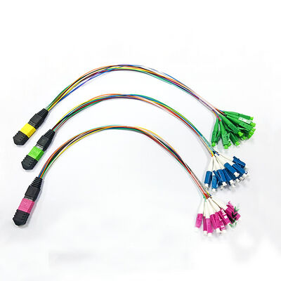 12-rdzeniowy wielomodowy kabel światłowodowy MPO-LC 0,9 ​​mm do kaset MPO i obudów modułowych